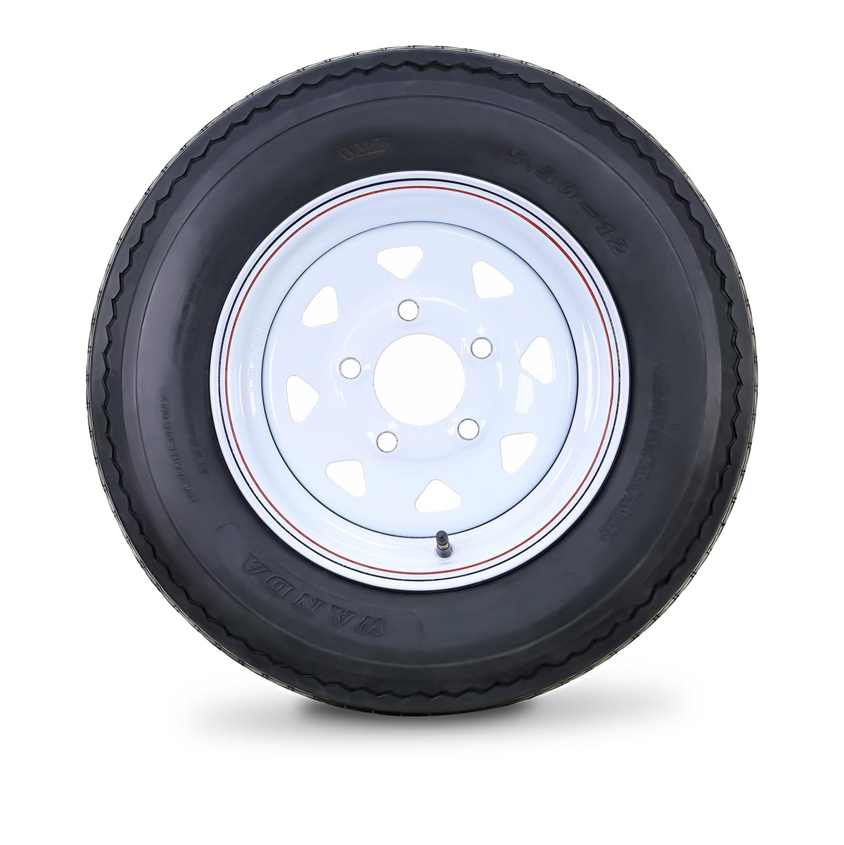 5.30-12 Trailer Tire Wheel 6-Ply White Spoke Rim D778