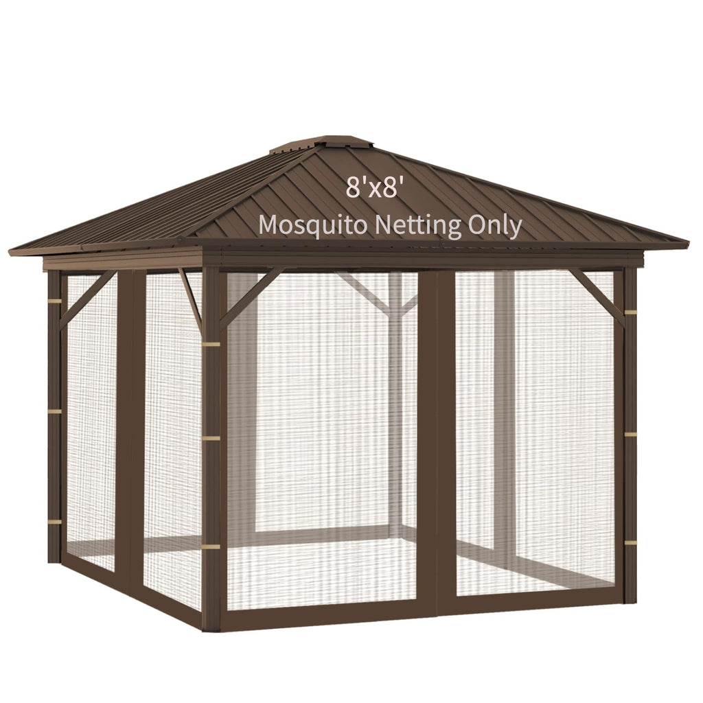Replacement Gazebo Mosquito Netting 8x8x7 FT Brown O6059
