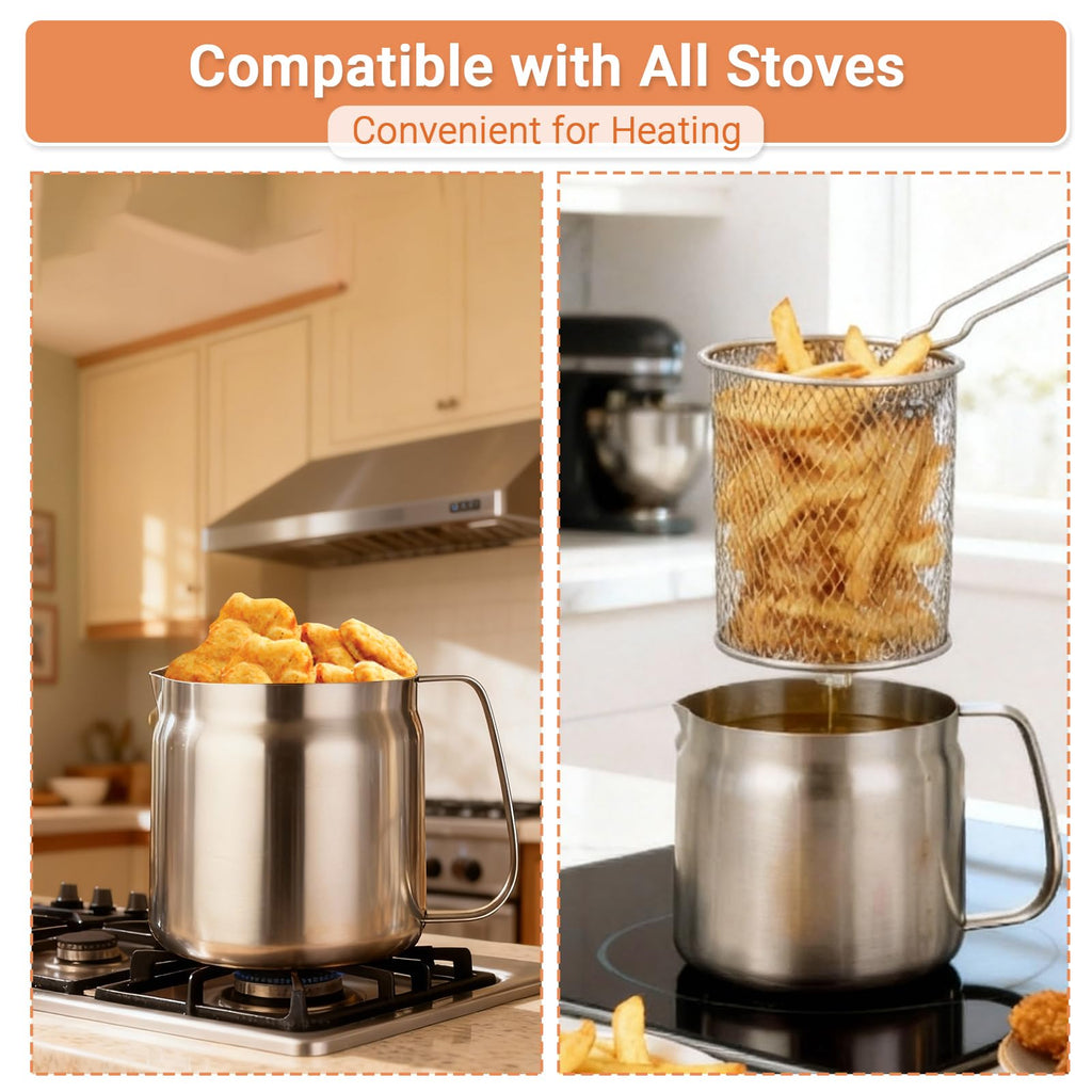 304 Stainless Steel Deep Fryer with Basket X58318