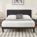 Queen Size Velvet Platform Bed Frame with Headboard L359689