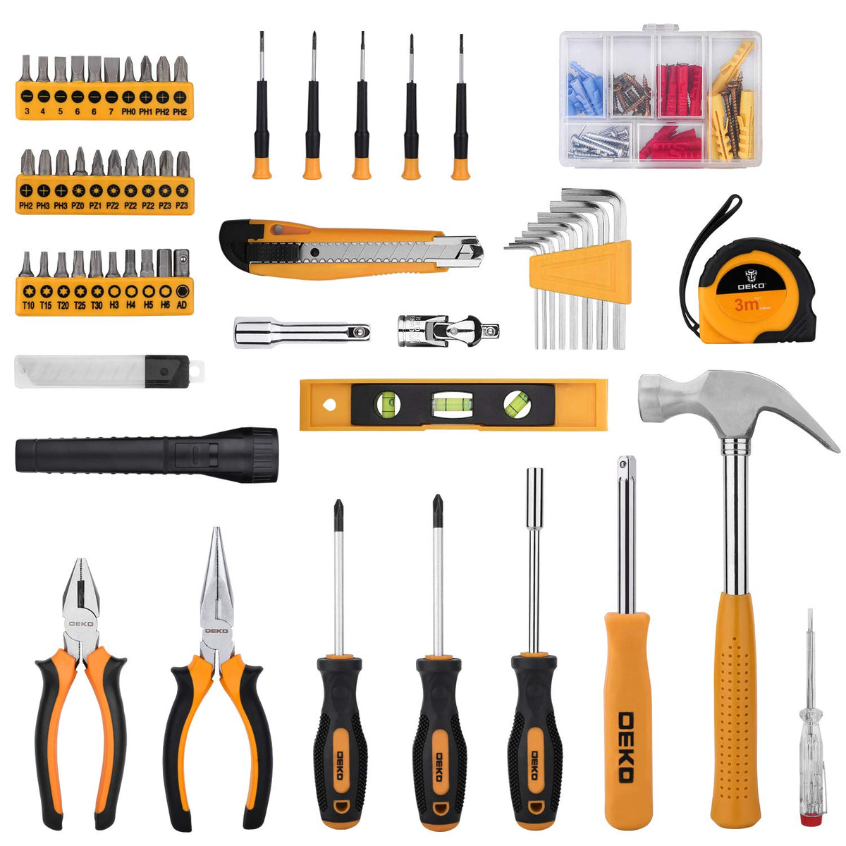 208 Piece General Household Hand Tool Kit with Toolbox Storage Case Z294140