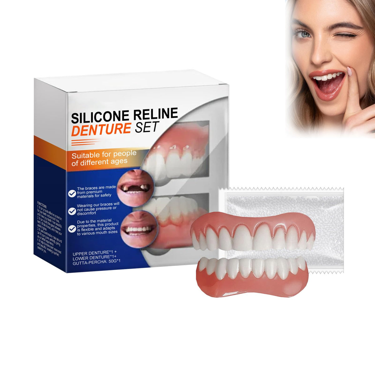 Full Denture Set Silicone Reline Kit 1 Ounce X671