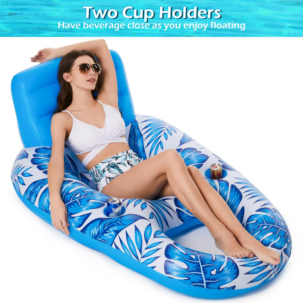 Inflatable Pool Float Lounger with Cup Holders K7297