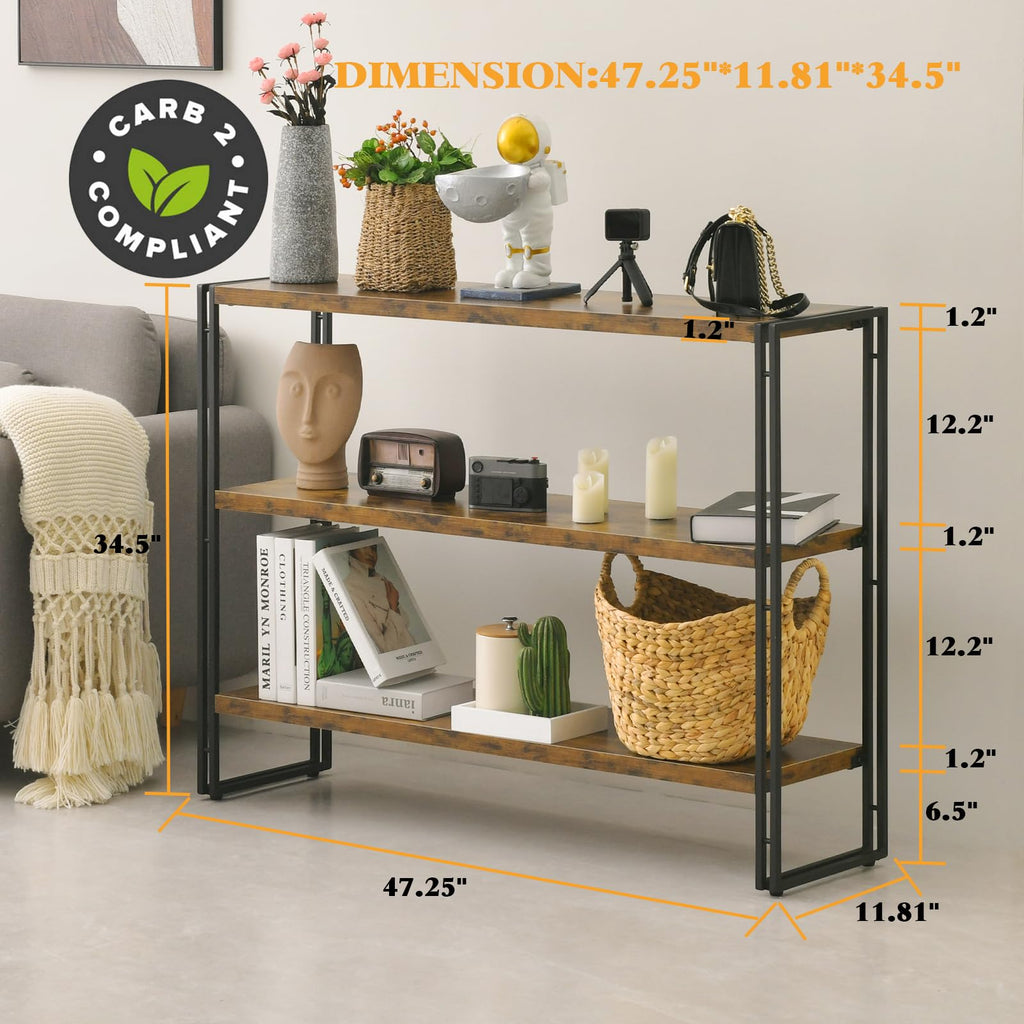 3-Tier Wood and Metal Bookshelf F846