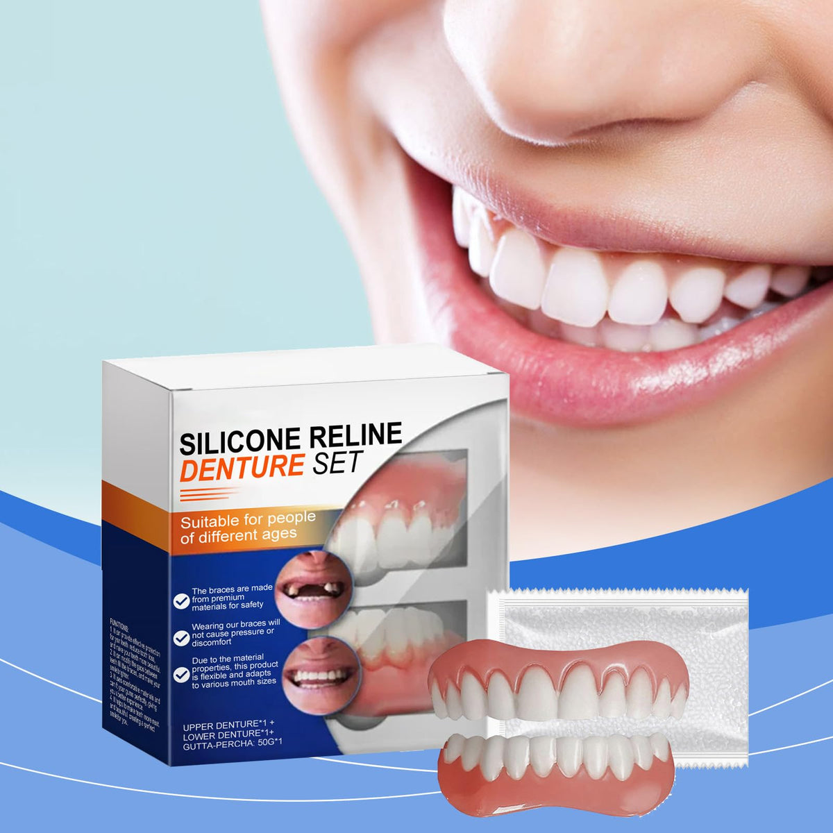 Full Denture Set Silicone Reline Kit 1 Ounce X671