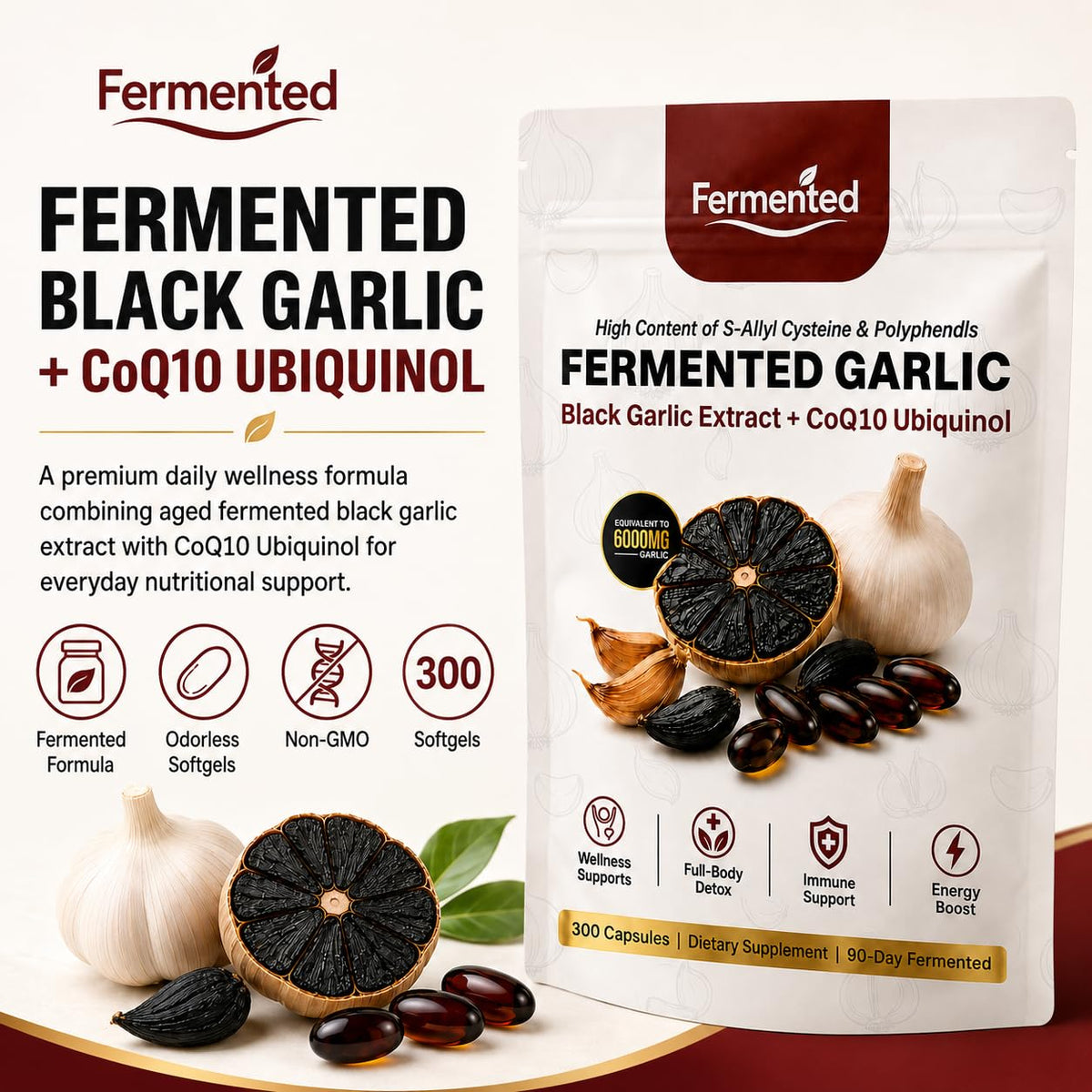 Black Garlic Coq10 Ubiquinol Softgels Q69051