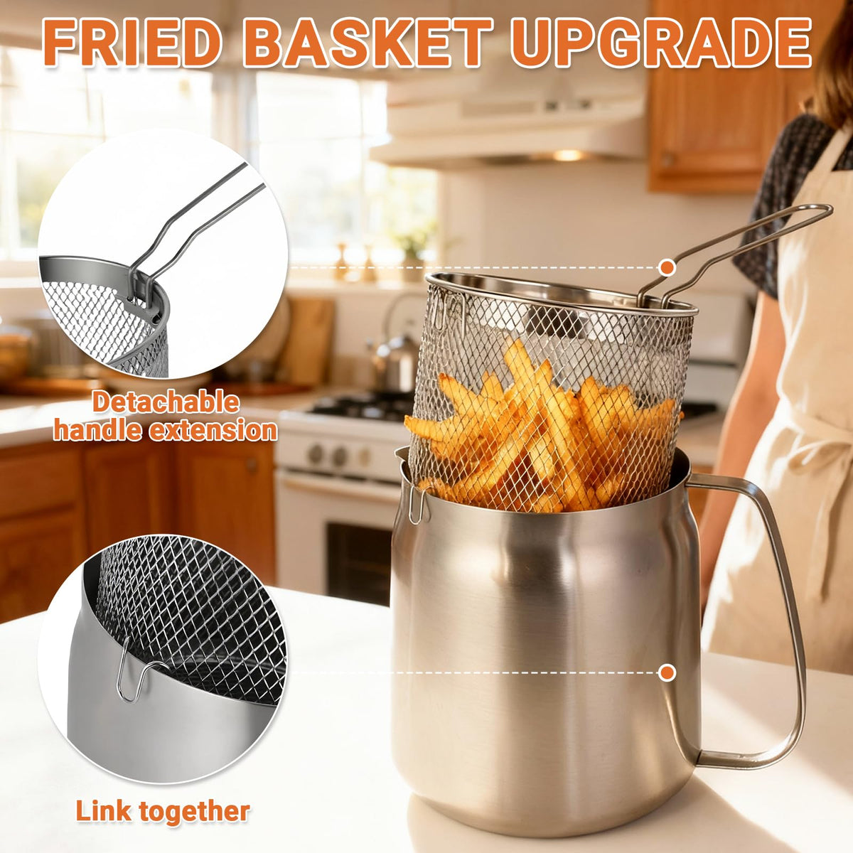 304 Stainless Steel Deep Fryer with Basket X58318