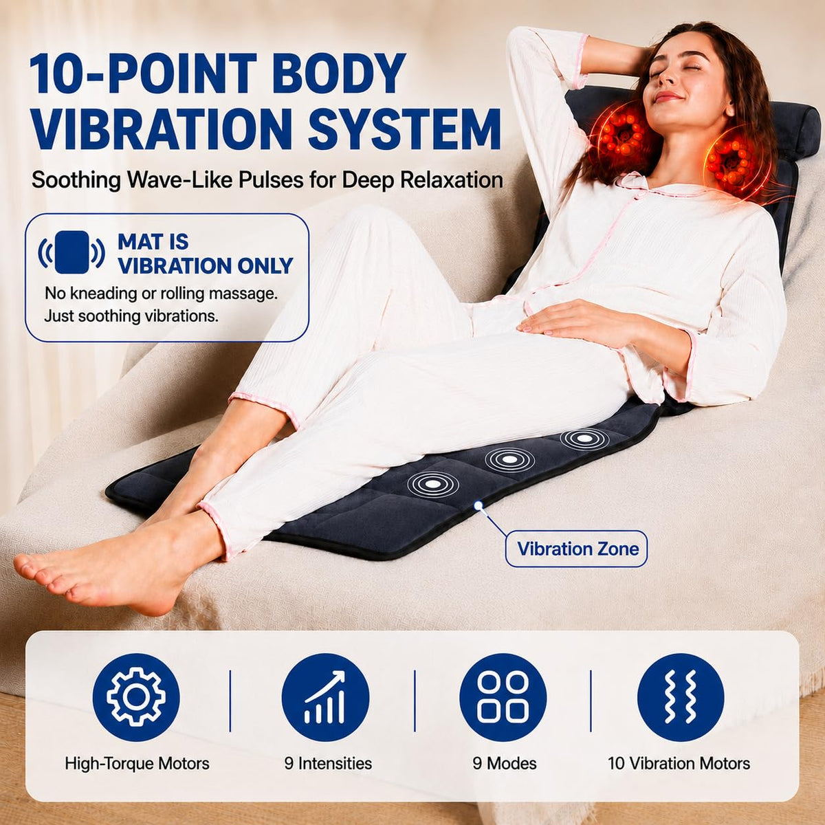 Vibration Massage Mat with Heat and Detachable Neck Massager D71324