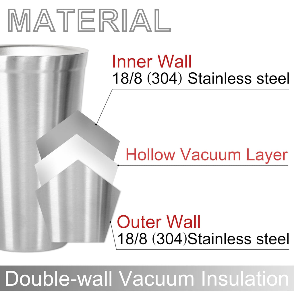Stainless Steel Double Walled Insulated Cups Set of 2 Stackable 16oz P6613