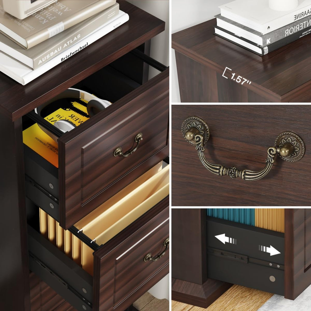 4 Drawer Dark Walnut File Cabinet T8304