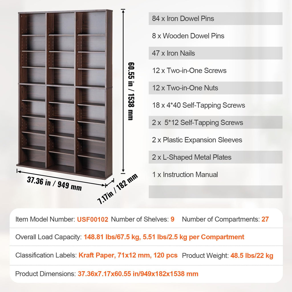 Espresso 9-Layer Media Storage Cabinet E8963