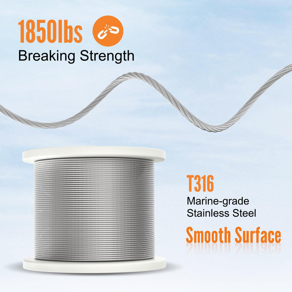 500FT 1/8" T316 Stainless Steel Cable X60792