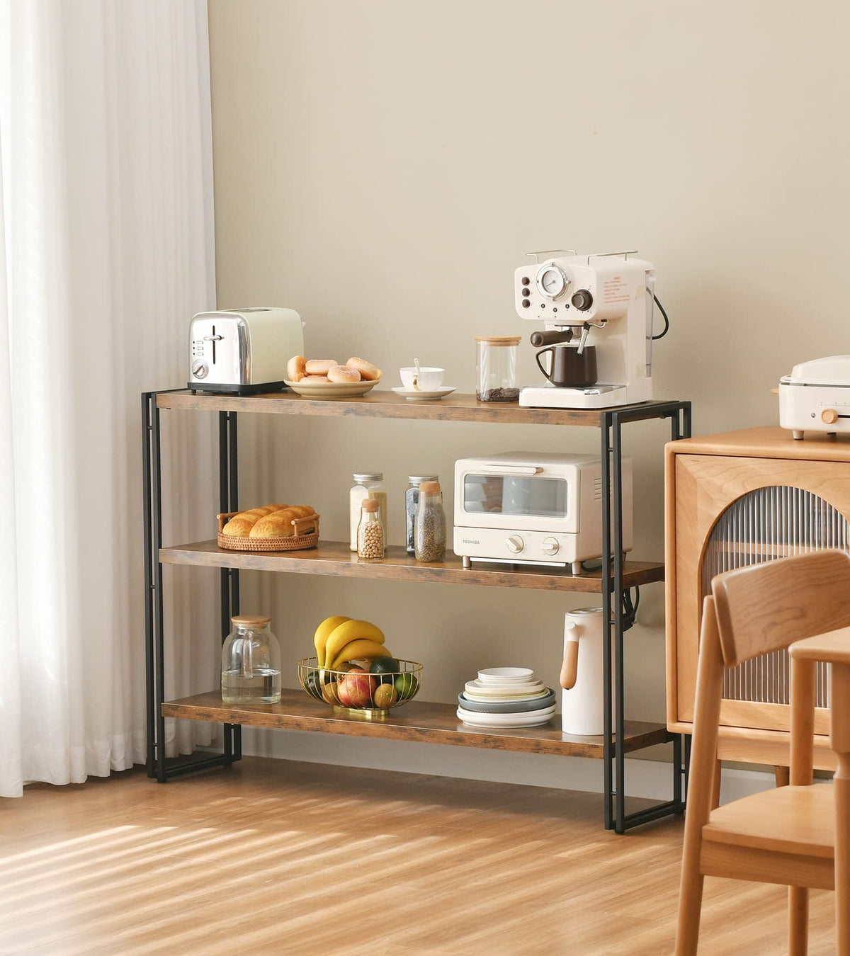 3-Tier Wood and Metal Bookshelf F846