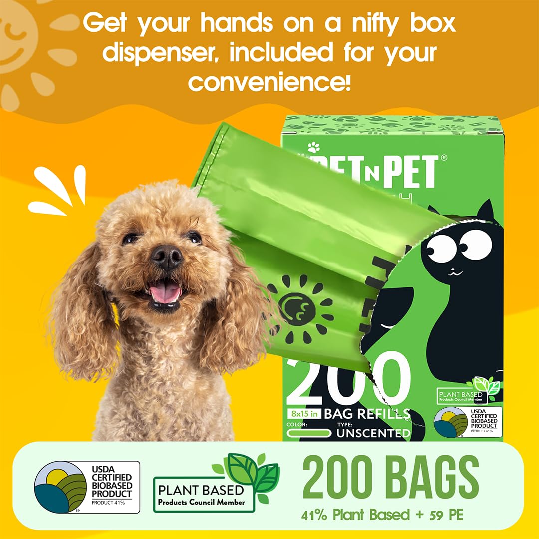 200 Count Unscented Tie Handles Poop Bags T987