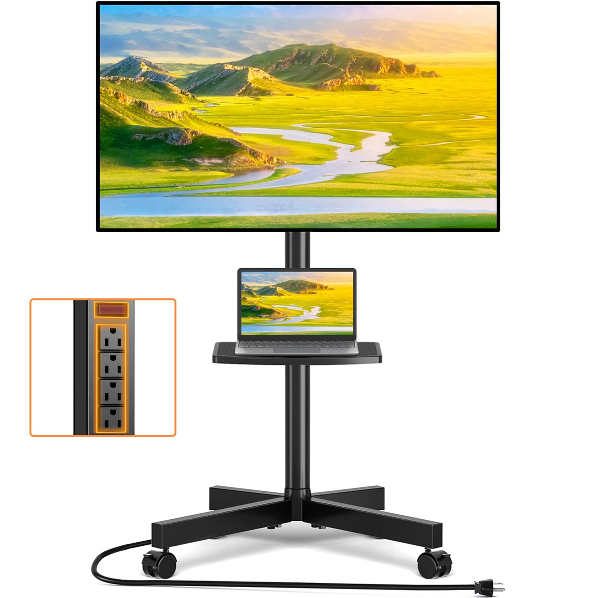Mobile TV Stand with Power Outlet for 23-65 Inch TVs U5755
