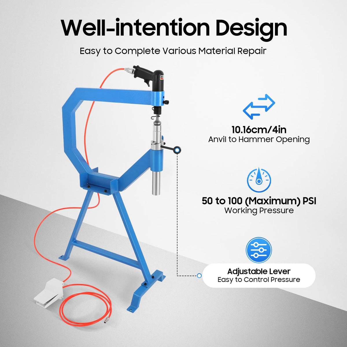 Pneumatic Planishing Hammer with Foot Pedal & Steel Stand R90614
