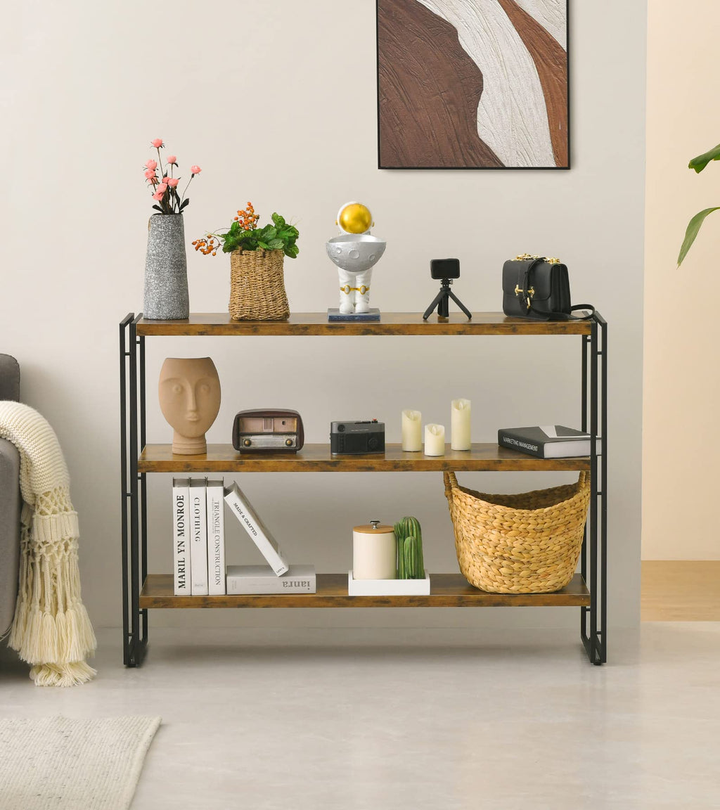 3-Tier Wood and Metal Bookshelf F846