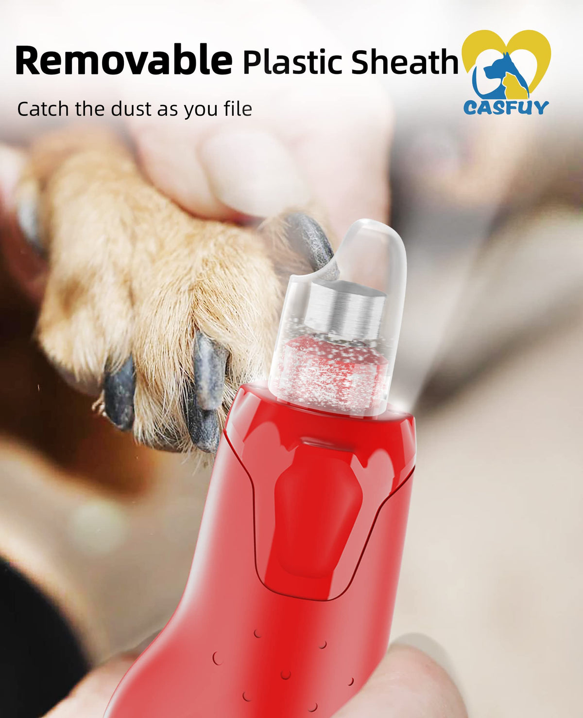 Quiet 6-Speed Rechargeable Electric Dog Nail Grinder with 2 LED Lights Q78544