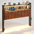 Full Size Faux PU Leather Upholstered Headboard with Charging Stations D777842