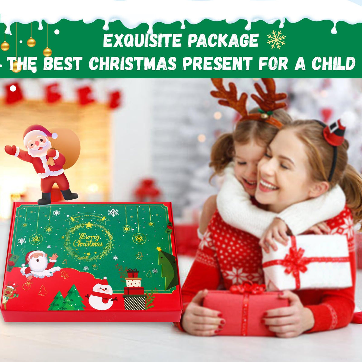 Felt Christmas Tree for Toddlers, 3.2ft Wall Hanging DIY Xmas Decorations with String Light Y219698