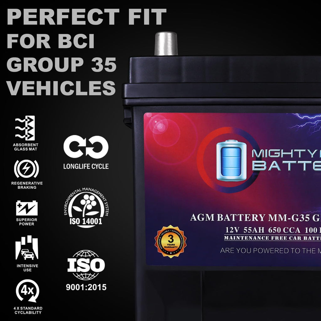 12V 55Ah AGM 650 CCA Replacement Battery D27322