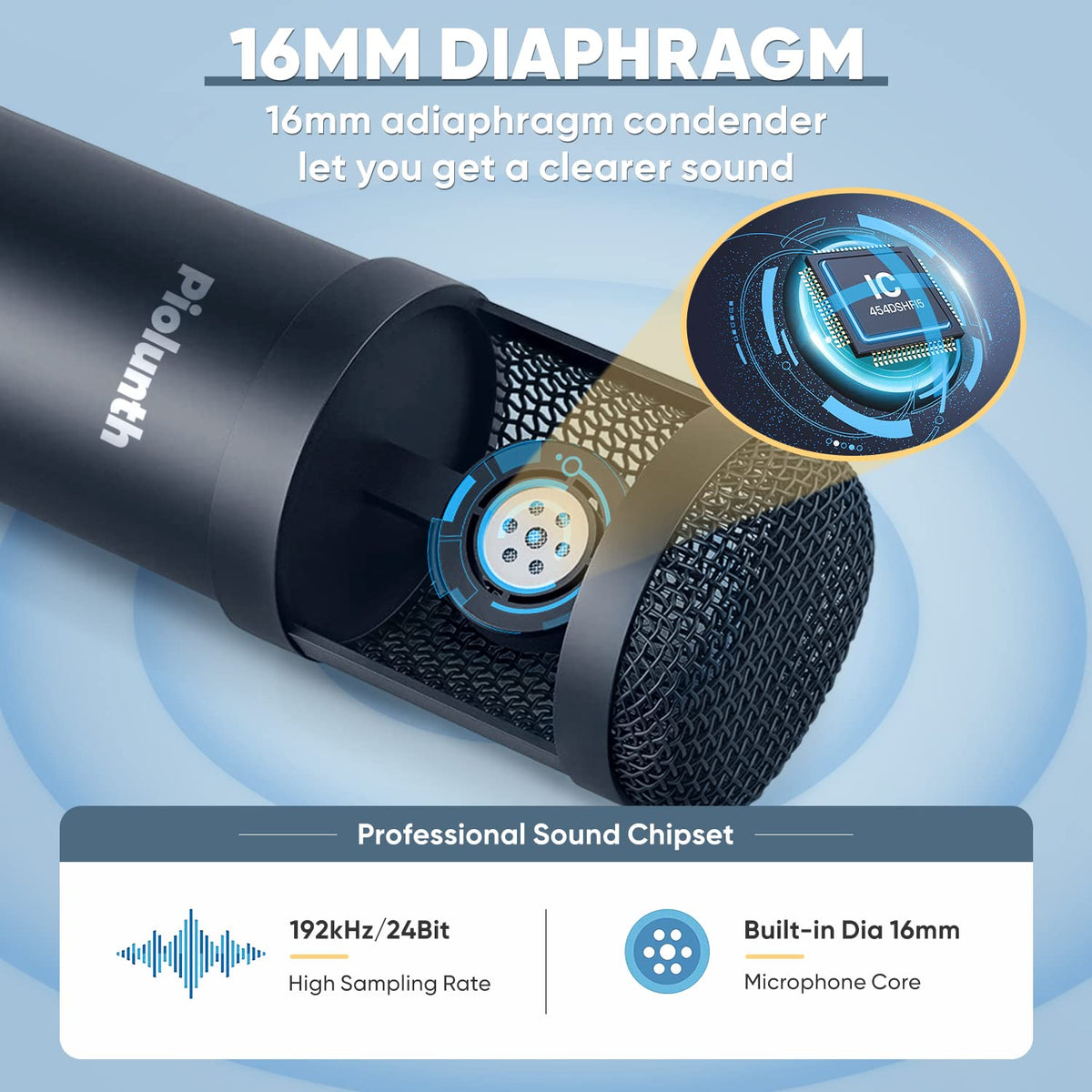USB Microphone 192kHz/24bit Cardioid Condenser Studio Mic Kit with Boom Arm D67329
