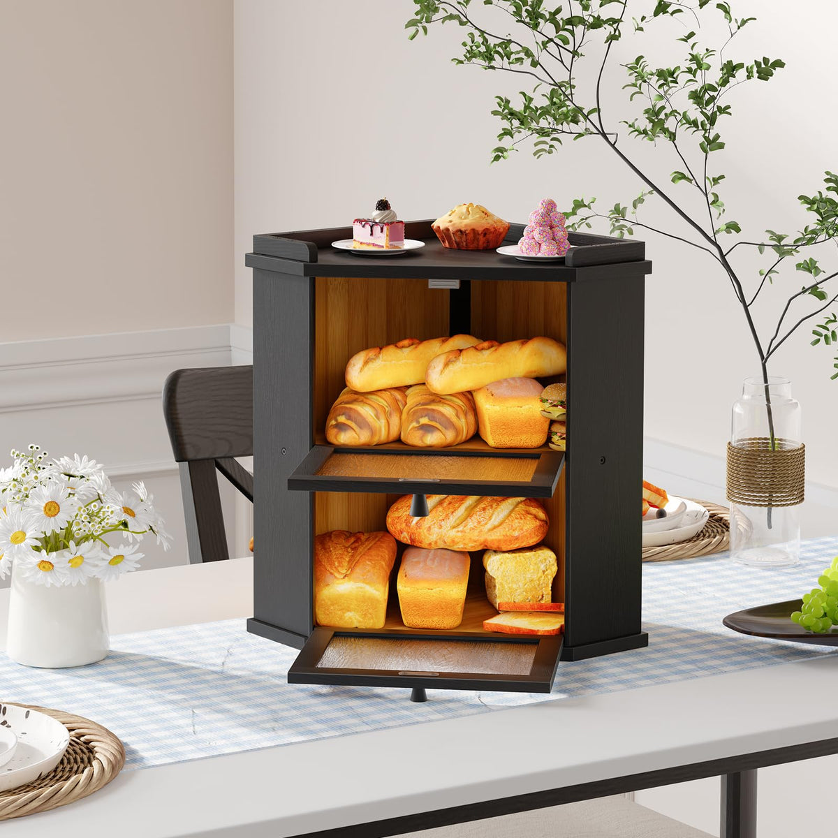 2-Tier Bamboo Bread Box R718773