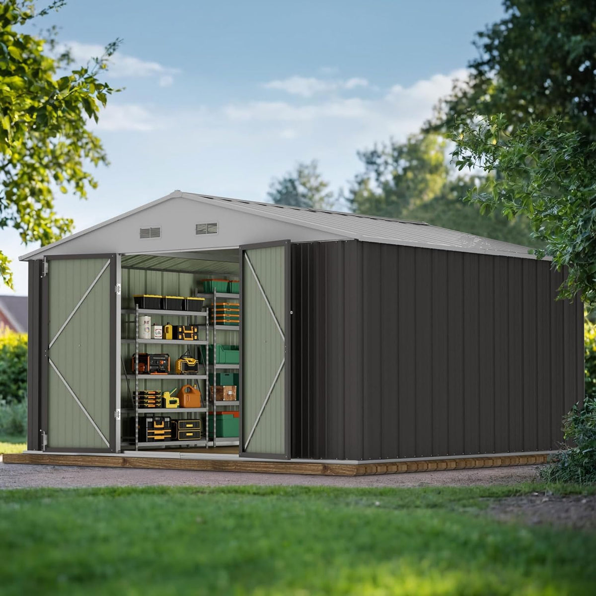 10x10 FT Grey Outdoor Storage Shed P6457