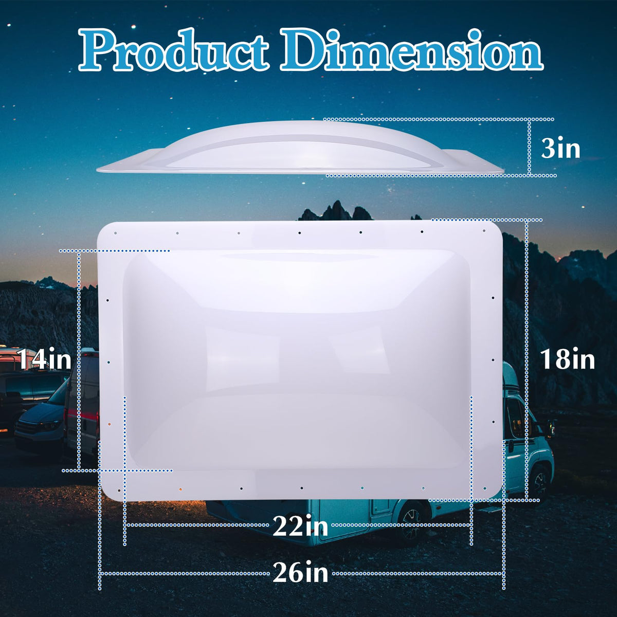18" x 26" RV Skylight Replacement Milky White P1592