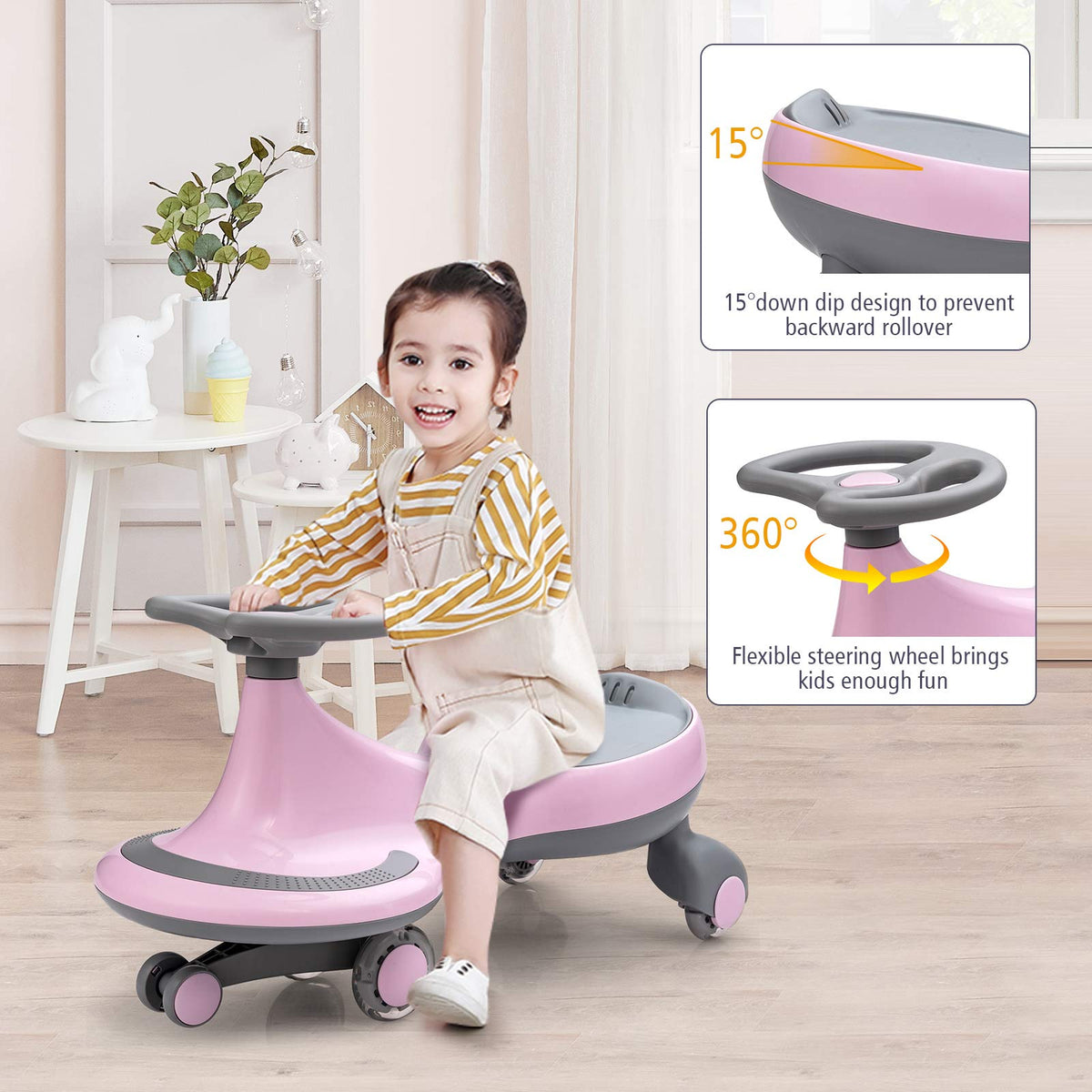 Pink Wiggle Car with LED Flashing Wheels A958