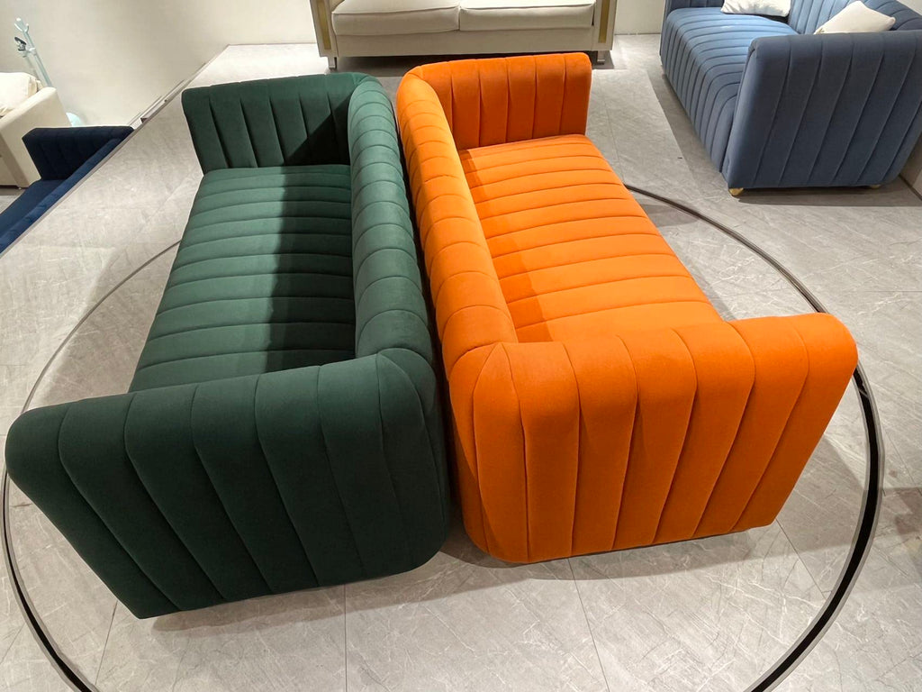 Orange Velvet 80 Inch 3 Seat Sofa F3312