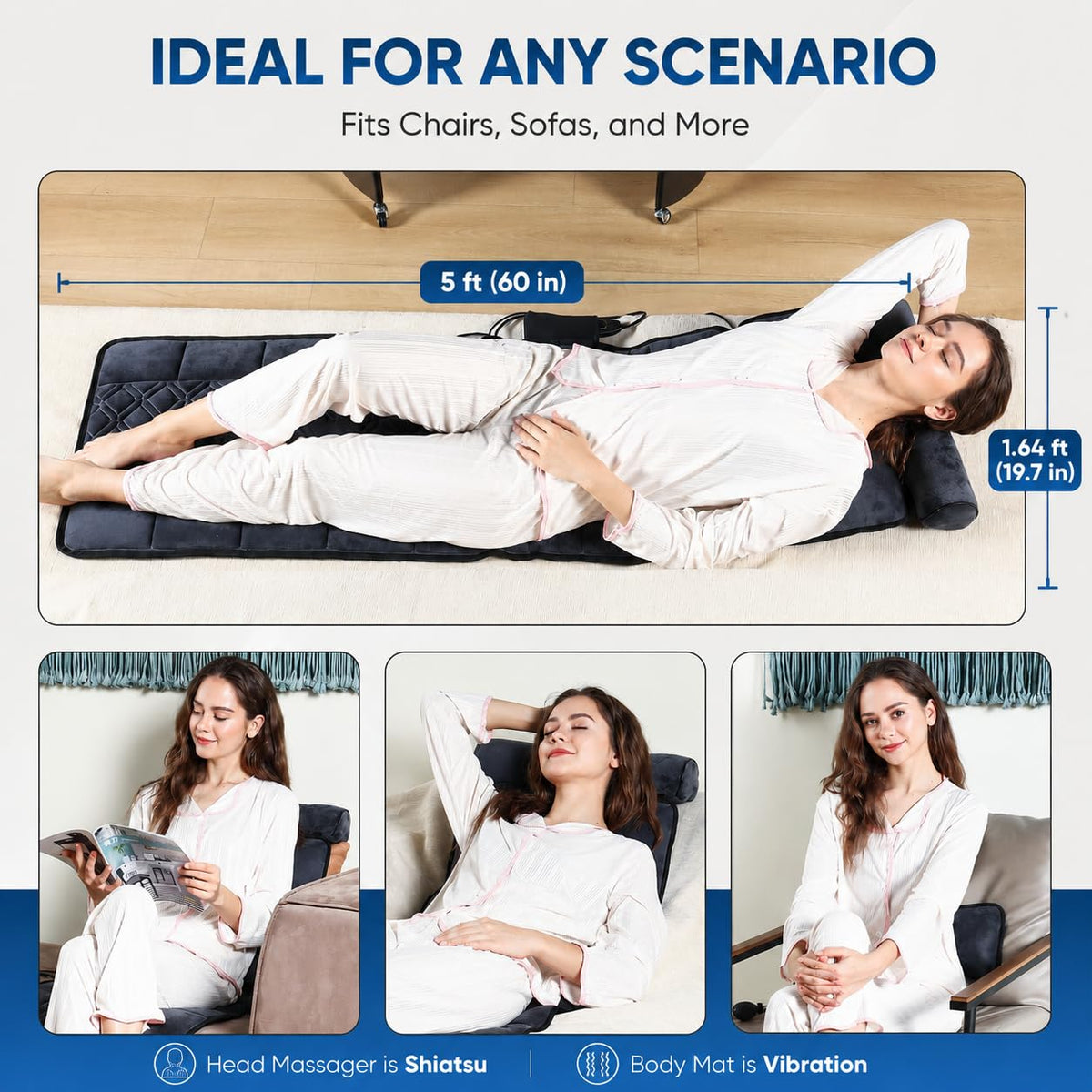 Vibration Massage Mat with Heat and Detachable Neck Massager D71324