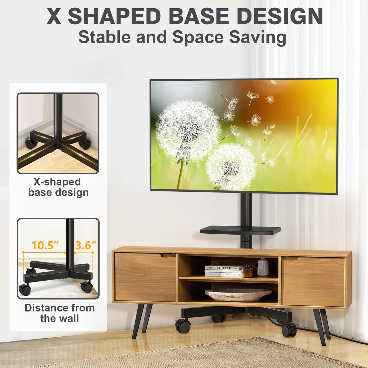 Mobile TV Stand with Power Outlet for 23-65 Inch TVs U5755