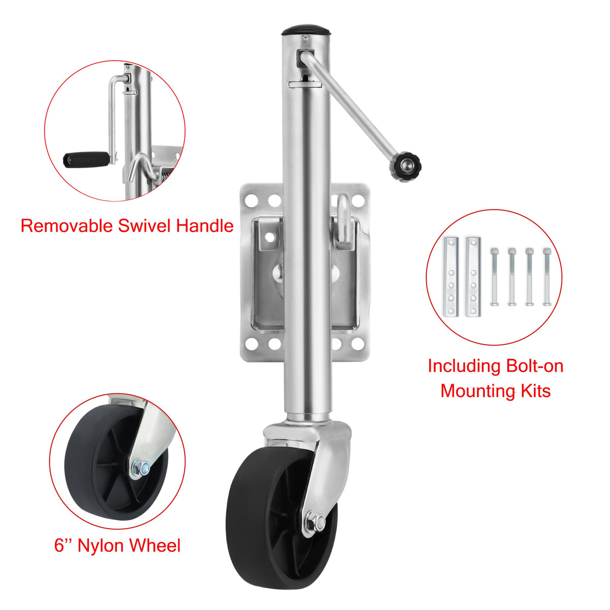1200 lbs Boat Trailer Jack with 6 Inch Wheel D27472