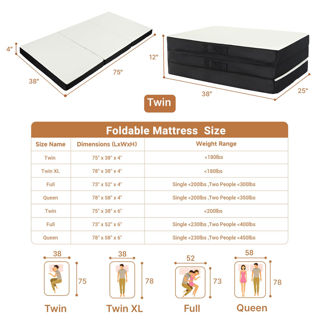 Foldable Twin Memory Foam Mattress L1597