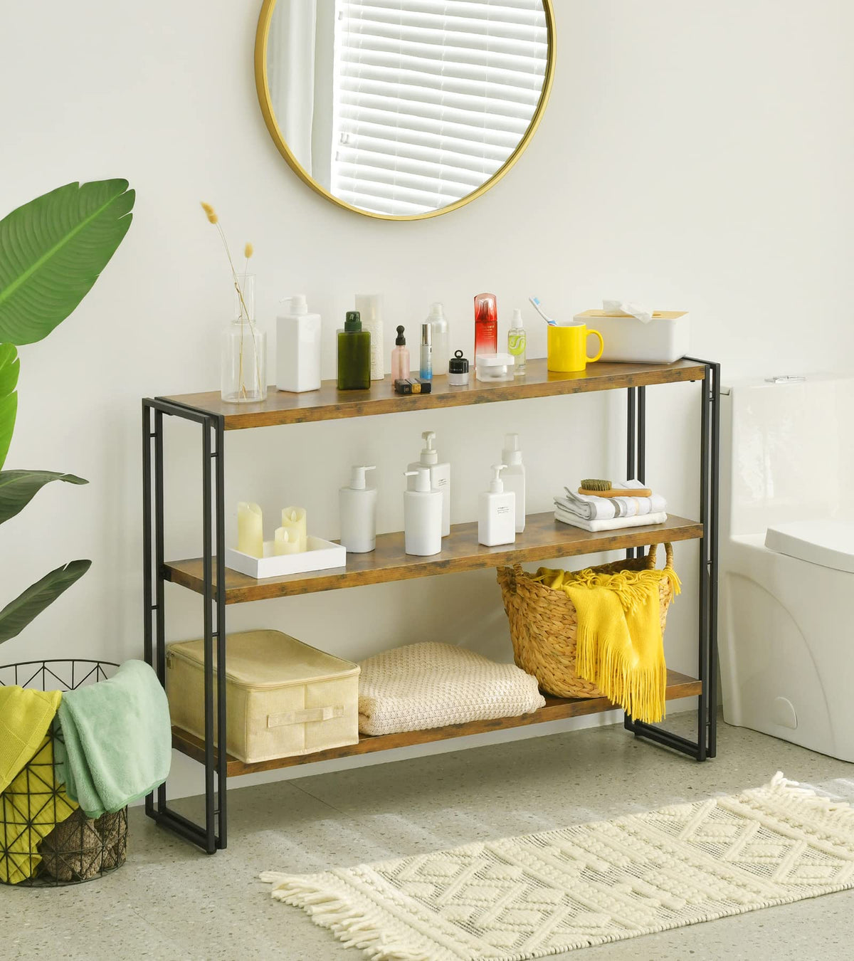 3-Tier Wood and Metal Bookshelf F846