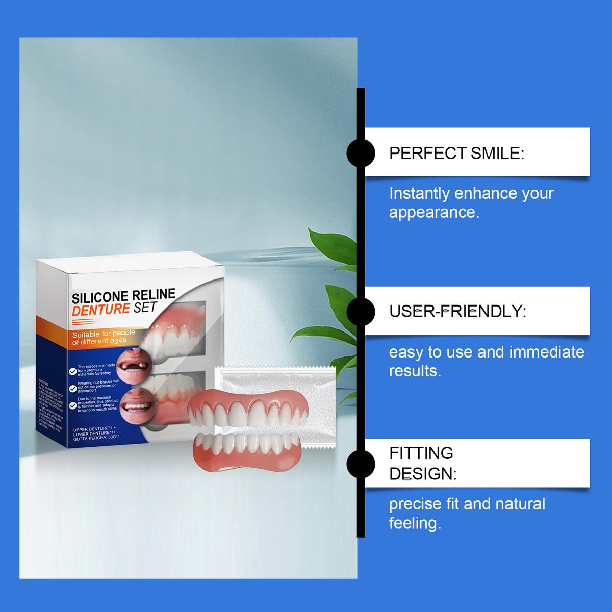 Full Denture Set Silicone Reline Kit 1 Ounce X671