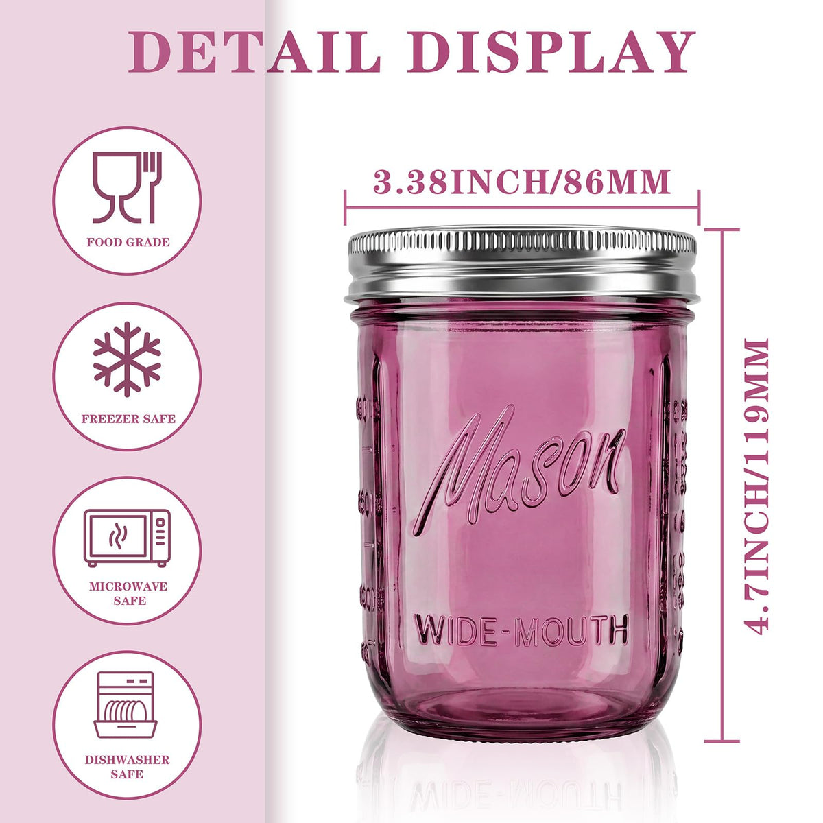 12 Pack 16 oz Wide Mouth Mason Jars with Lids Y642719