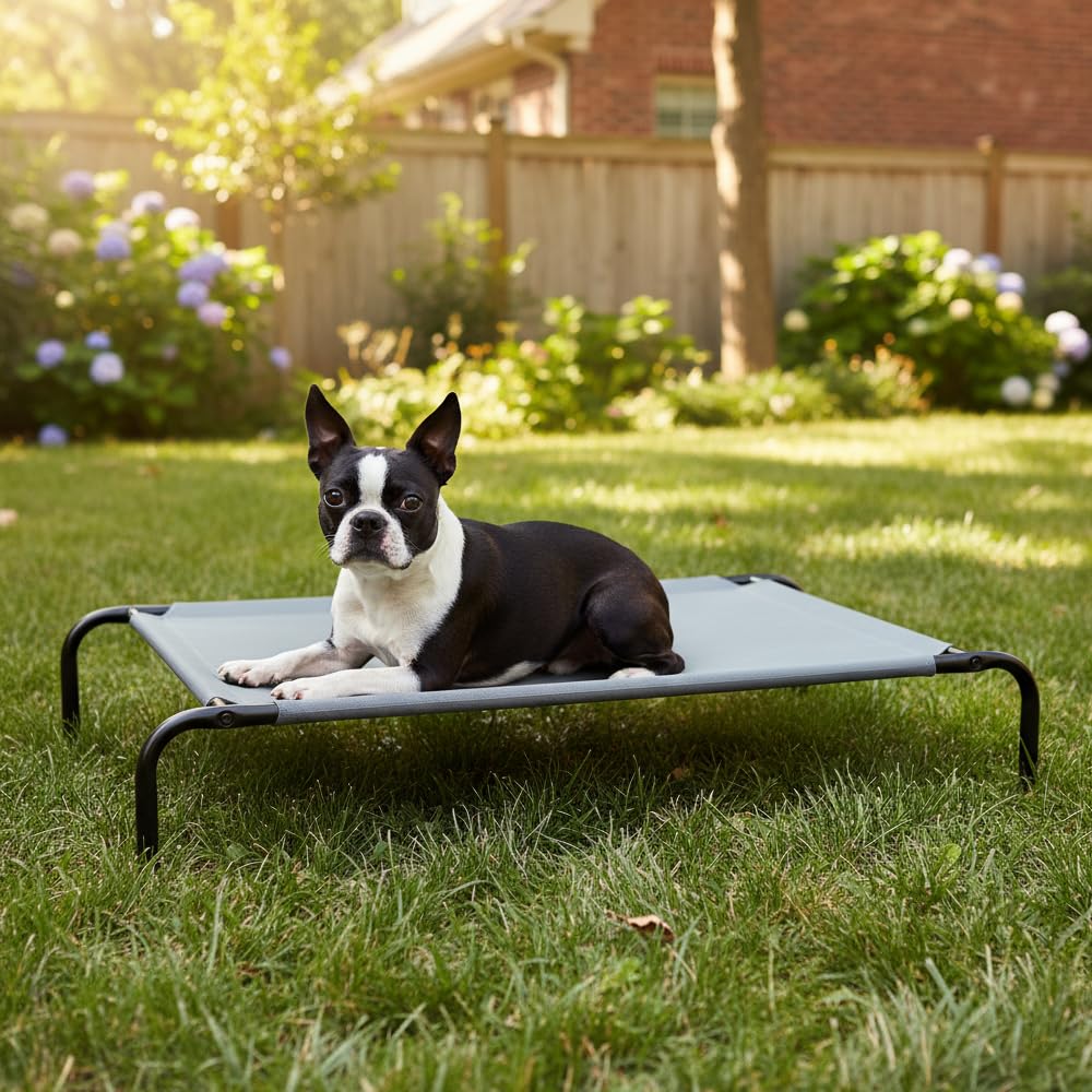 Elevated Dog Bed with Metal Frame, Grey G6563
