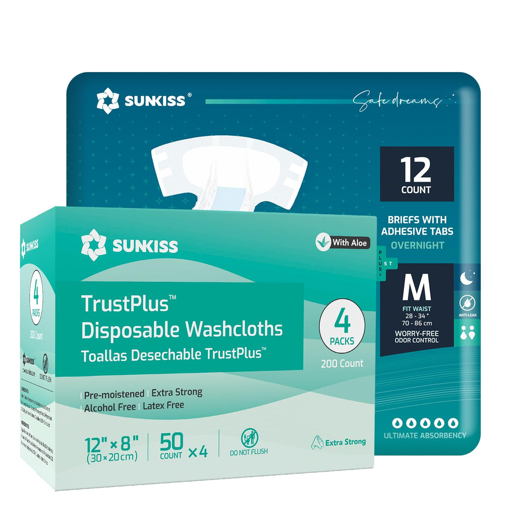 Adult Diapers Medium 12 Count & Wet Wipes 200 Count S6536