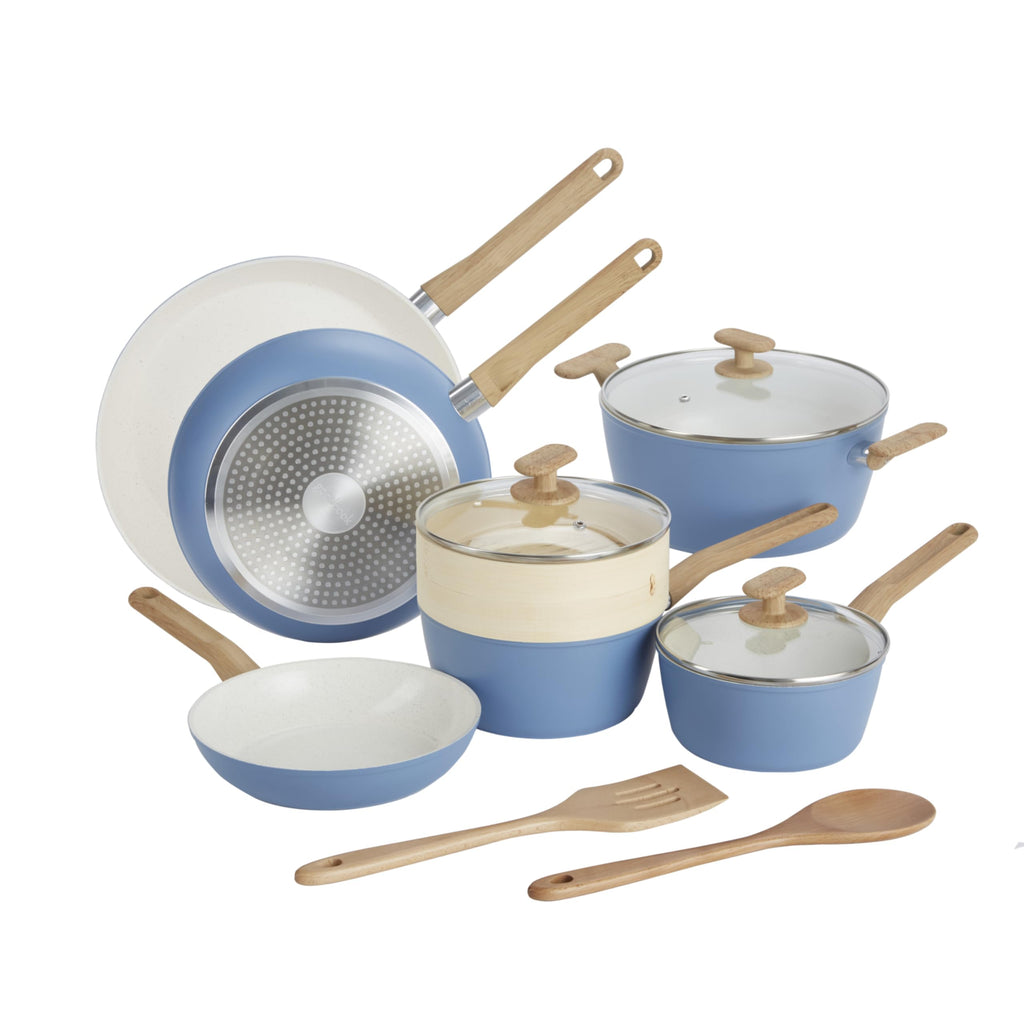 12-Piece Light Blue Ceramic Titanium-Infused Nonstick Cookware Set W902255