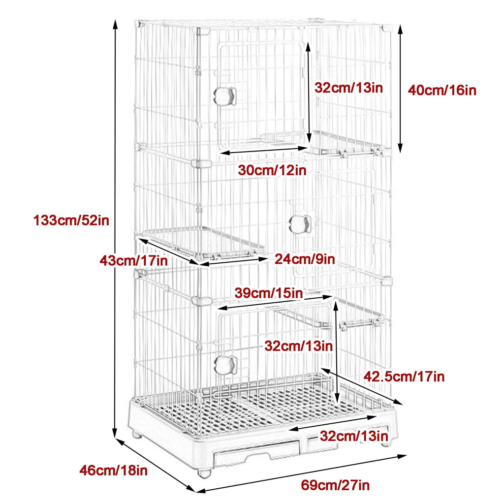 Detachable Metal Wire Cat Enclosure with Litter Box B661