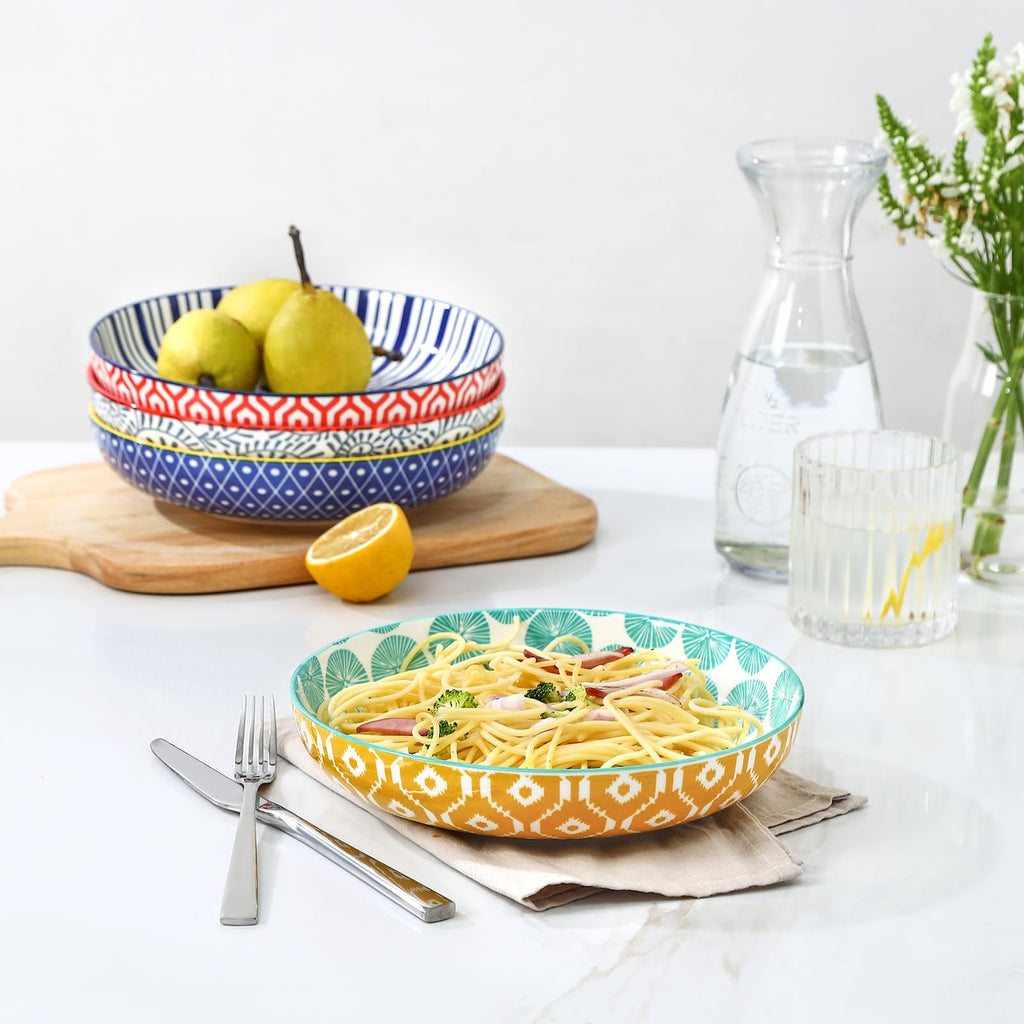 Ceramic Pasta Bowls Set of 4, 34 OZ R9204