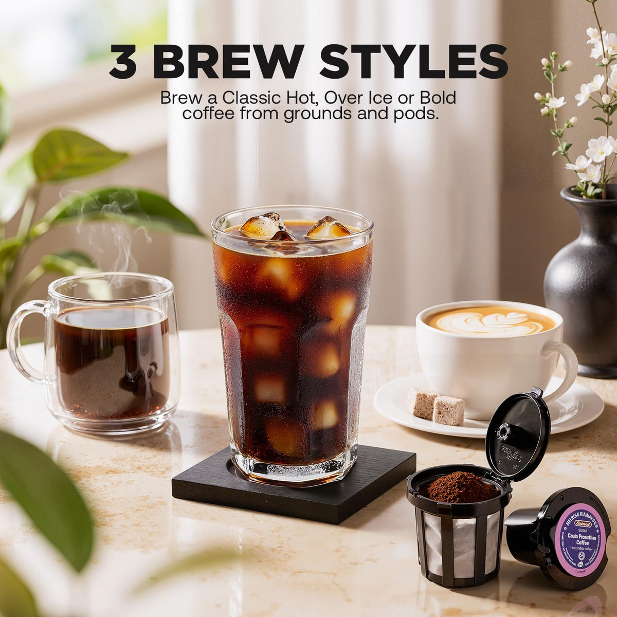 Single Serve Coffee Maker Hot and Iced Black R494