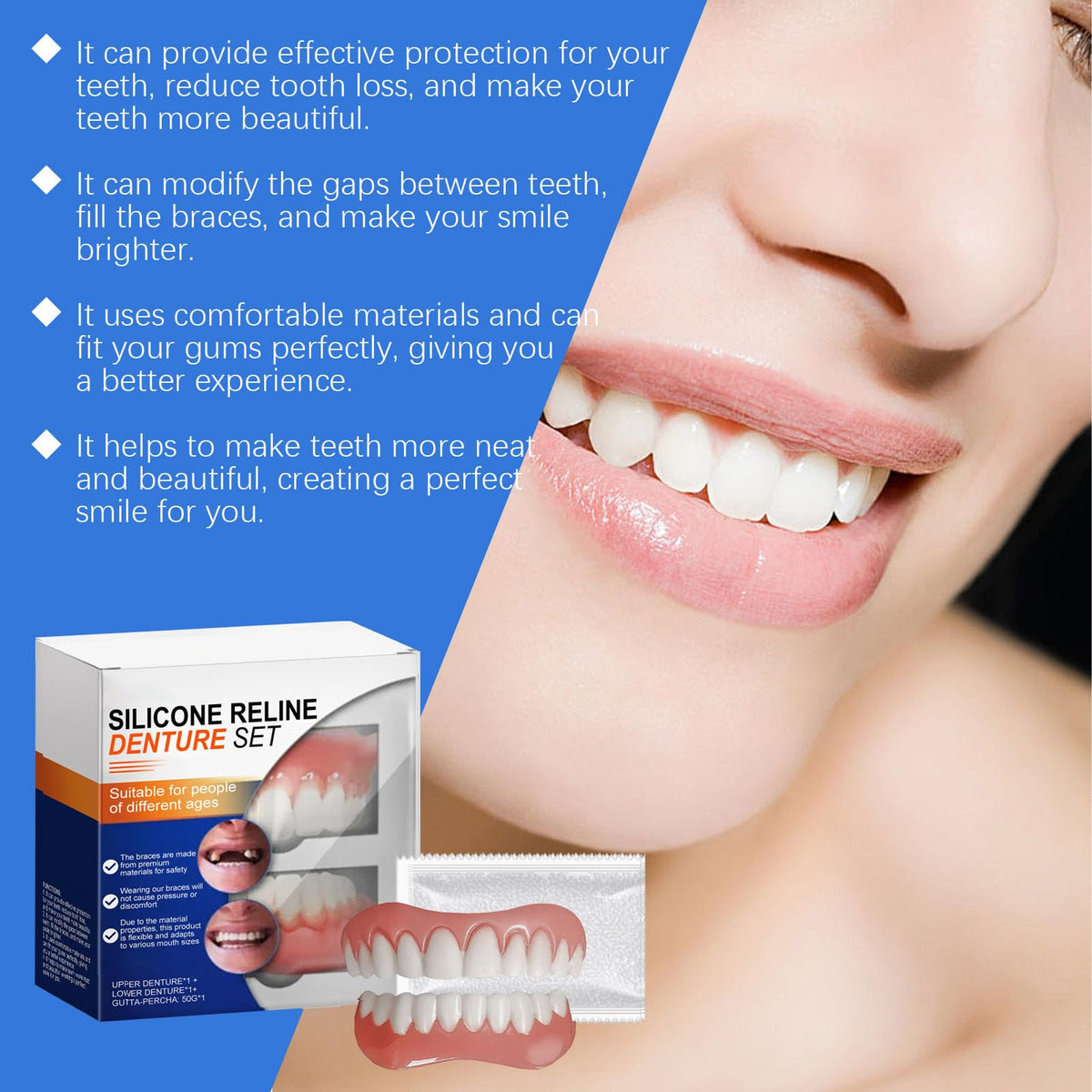 Full Denture Set Silicone Reline Kit 1 Ounce X671