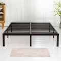 King Size 18 inch Tall Heavy Duty Metal Platform Bed Frame with Steel Slats Support Black N369425