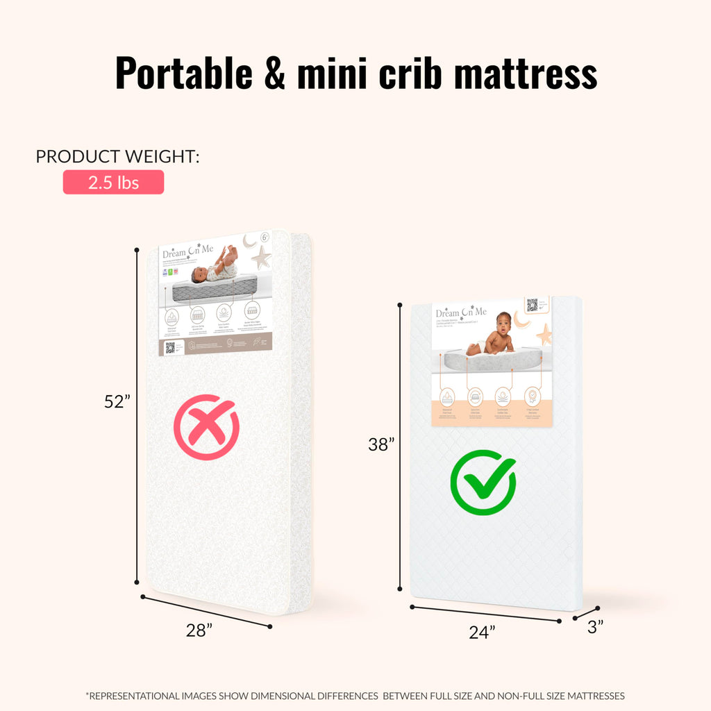 2-in-1 Mini Crib Mattress, Dual-Sided Waterproof U823614