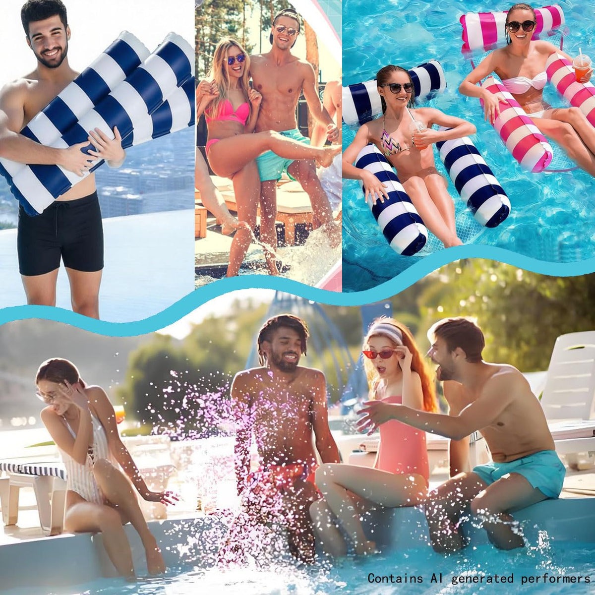 2 Pack Inflatable Pool Floats Chair Bed Hammock B481841