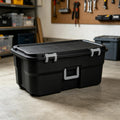 Black 22 Gallon Wheeled Plastic Storage Trunk T130