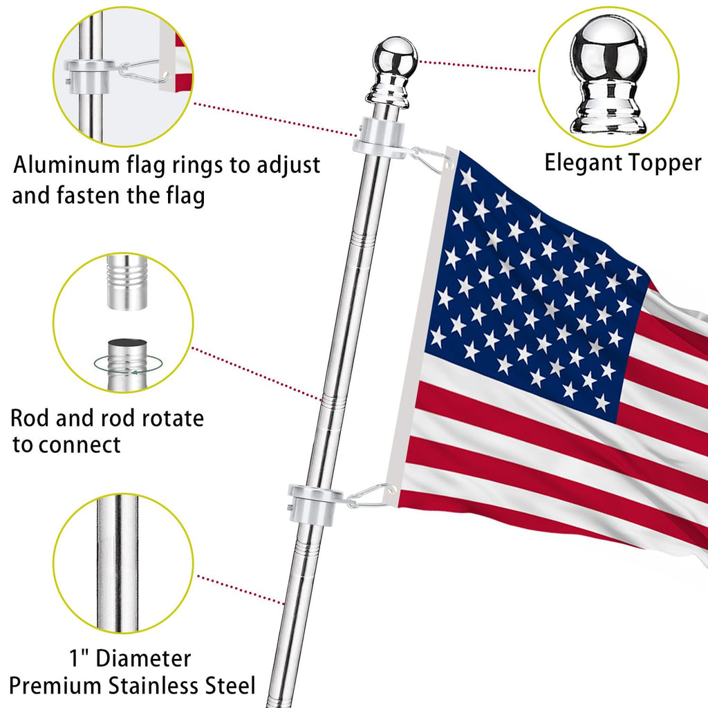 2 Pack 6 ft 1 inch Flag Poles P999920